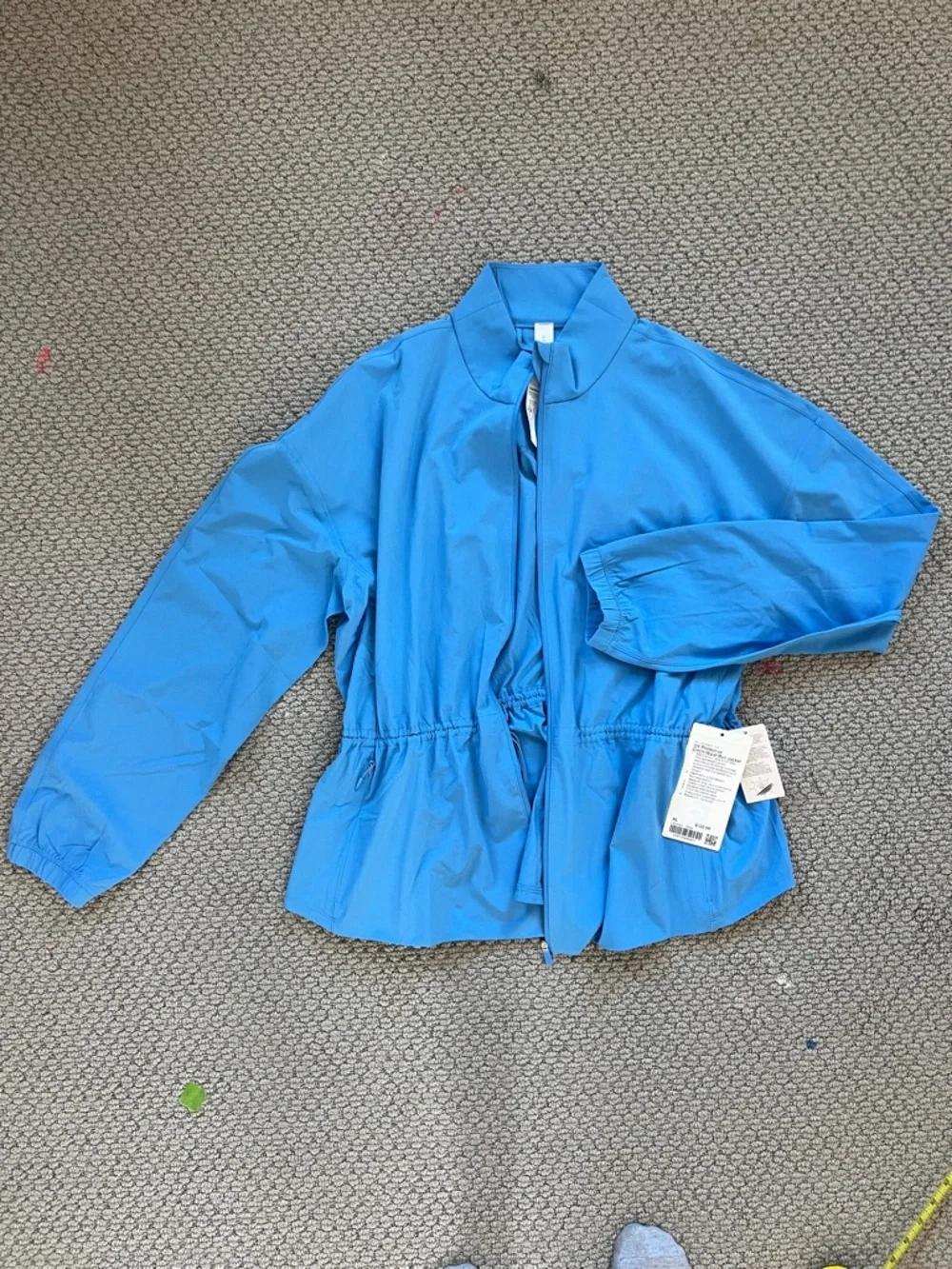 Bright UV Protective Blue Cinch-Waist Running Zip Jacket size extra large XL
